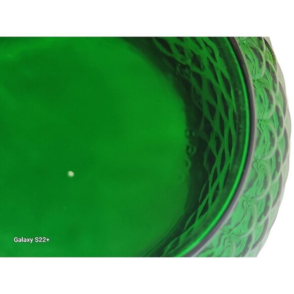 Vintage Green Glass Vase Fish Scale Pattern E.O. Brody Co. Cleveland Mid Century - Picture 9 of 9